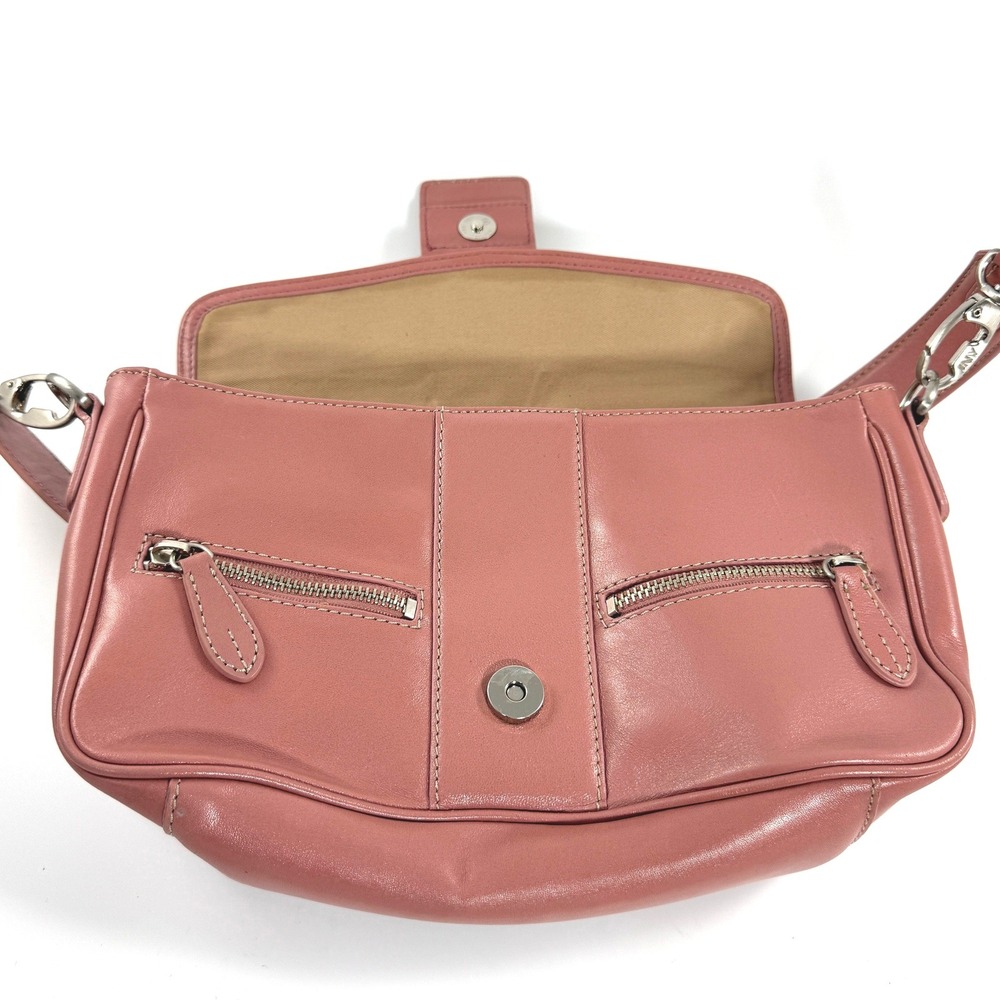 Jones New York Dusty Rose Pink Leather Shoulder Bag Buckle Baguette Purse - Picture 7 of 11